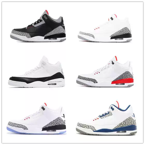 Putian shoes foreign trade factory wholesale Jordan AJ3 Joe 3 black cement flame red air cushion non-slip men's basketball sneaker