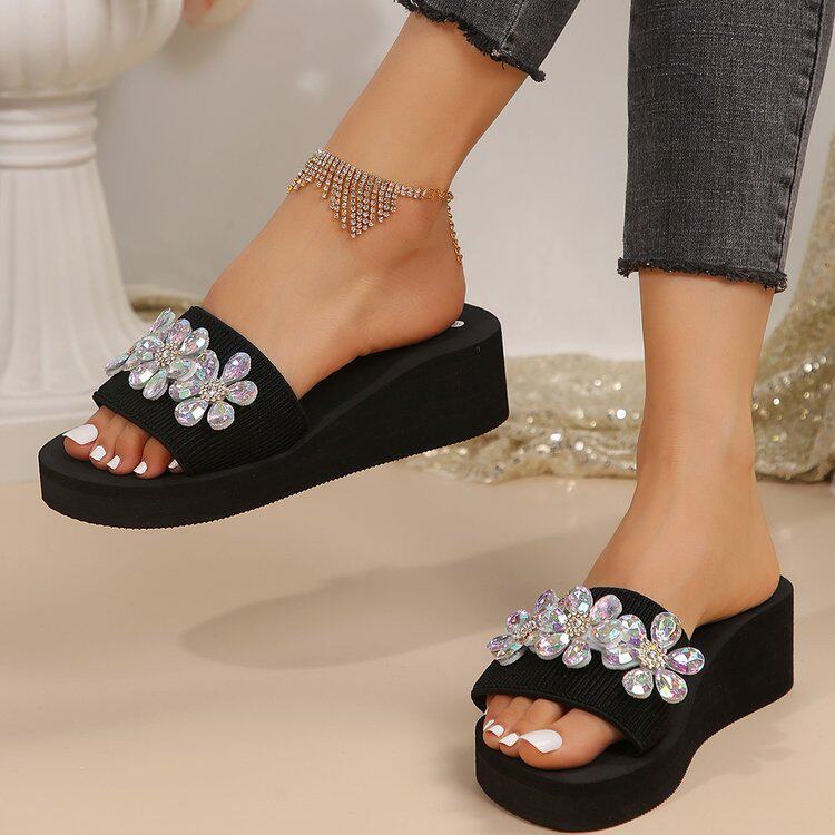 Cross-Border Large Size Export Slippers Women's Shoes 2025 Summer Outer Wear Non-Slip Thick-Soled Wedge Heel Ethnic Style Beach Sandals