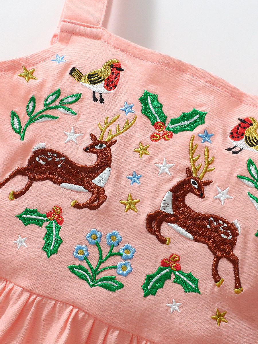 Style Girls' Spaghetti Strap Dress, Summer Cotton Cartoon Dress