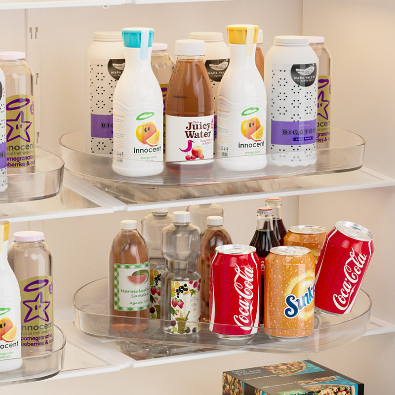 Refrigerator square turntable beverage finishing seasoning rotating plate beverage rack rectangular tray rotating storage plate