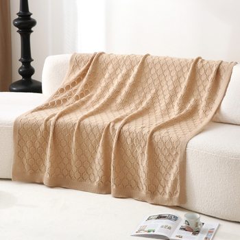 Casual Modern Knitted Thread Blanket White Nap Nap Blanket Scandinavian Pure Color Beige Single Sofa Blanket