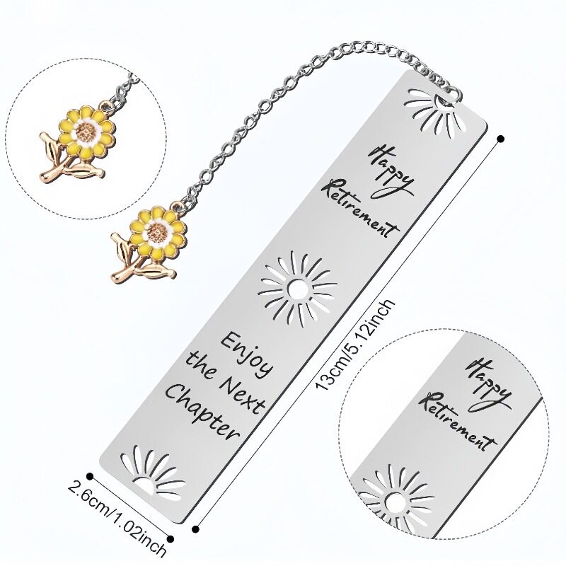 Amazon Hot Sale Stainless Steel Hollow Bookmark Sunflower Pendant Retirement Gift Gratitude Teacher Colleague Gift