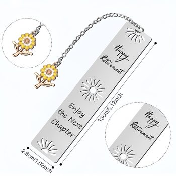Amazon Hot Sale Stainless Steel Hollow Bookmark Sunflower Pendant Retirement Gift Gratitude Teacher Colleague Gift