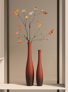 贝汉美新中式陶瓷拉丝陶瓷花摆件客厅插花级感电视柜玄关装饰