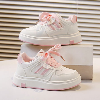 2025 Spring and Autumn New White Shoes Girls Student Sports Shoes Boys Shoes Lightweight Breathable Children's Casual Shoes