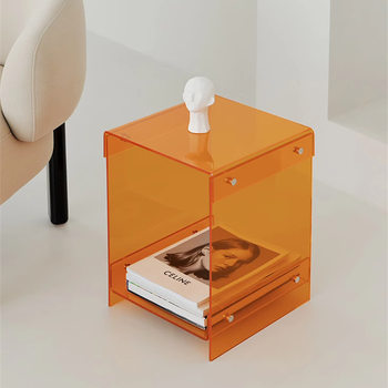 Nordic Acrylic Simple Coffee Table Bedroom Transparent Double-Layer Bedside Table Ins Creative Storage Rack Side Table Home Furniture