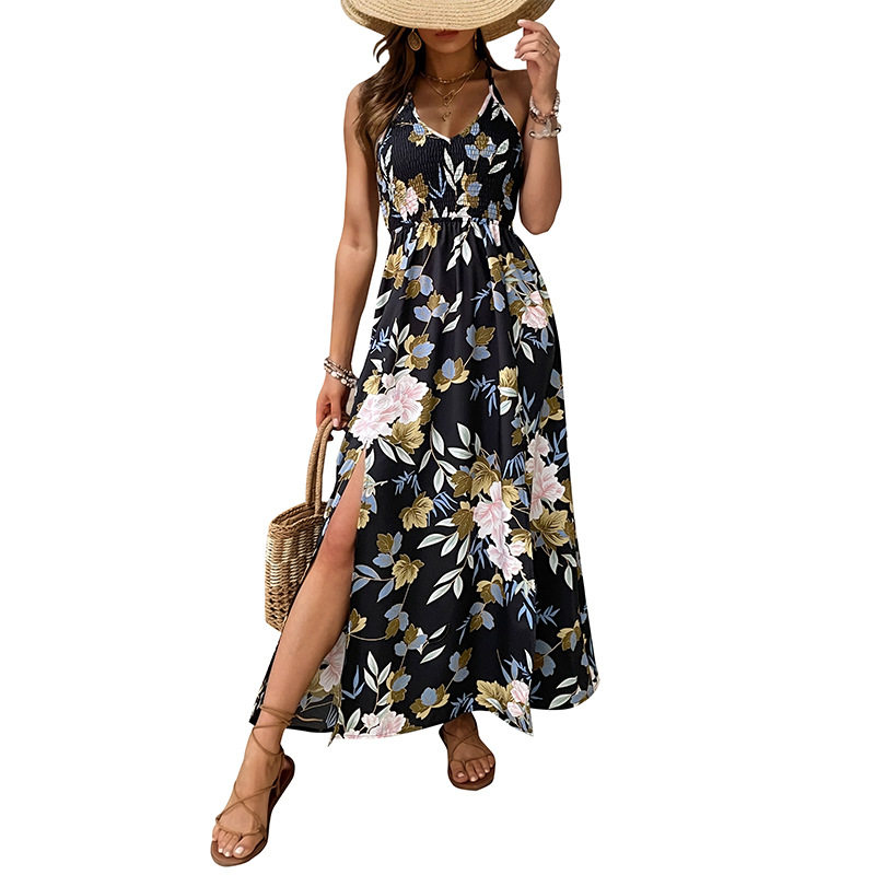 Floral Maxi Dress Elegant Casual Sleeveless Lightweight Fabric Perfect for Vacation or Summer Events Wholesale