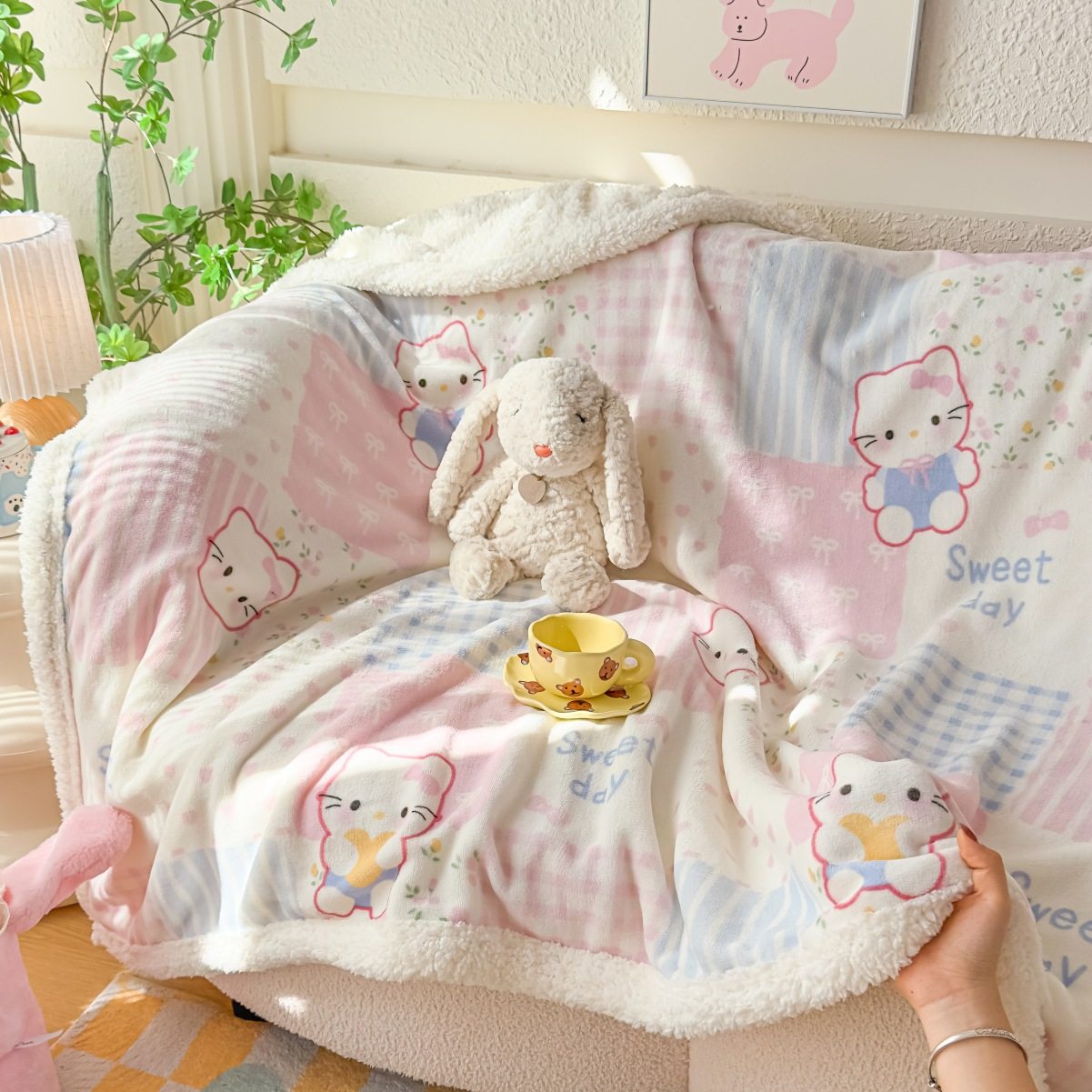 Mi Chun Fuanna Lamb Fleece Nap Blanket Thickened Warm Autumn Winter Blanket Solid Color Student Dormitory Throw