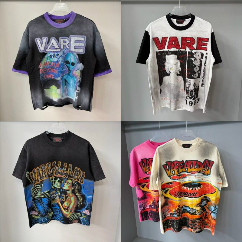 เสื้อยืดแขนสั้น ผ้าฝ้ายแท้ ประดับพลอยเทียม ซักน้ำ ดูวินเทจ แต่ดูทันสมัย แบรนด์ดังสไตล์อเมริกัน รุ่นใหม่ฤดูร้อนปี 2026