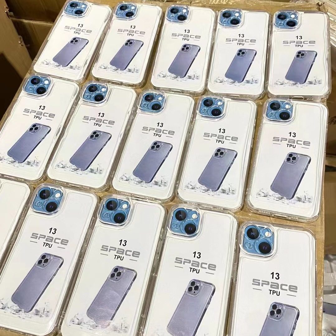 Suitable for Apple 17 12 14 16 Crystal Space Tpu Fully Transparent Precision Hole Phone Case Anti-Fall Tpu Protective Cover