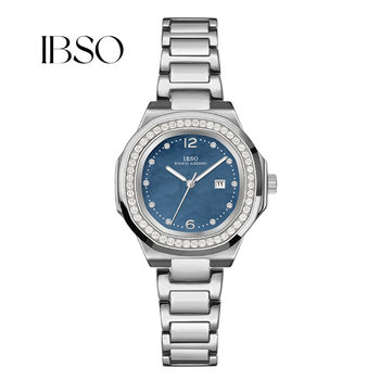 Factory supply IBSO Aibisino new square large dial steel strap women's strap calendar shell diamond factory