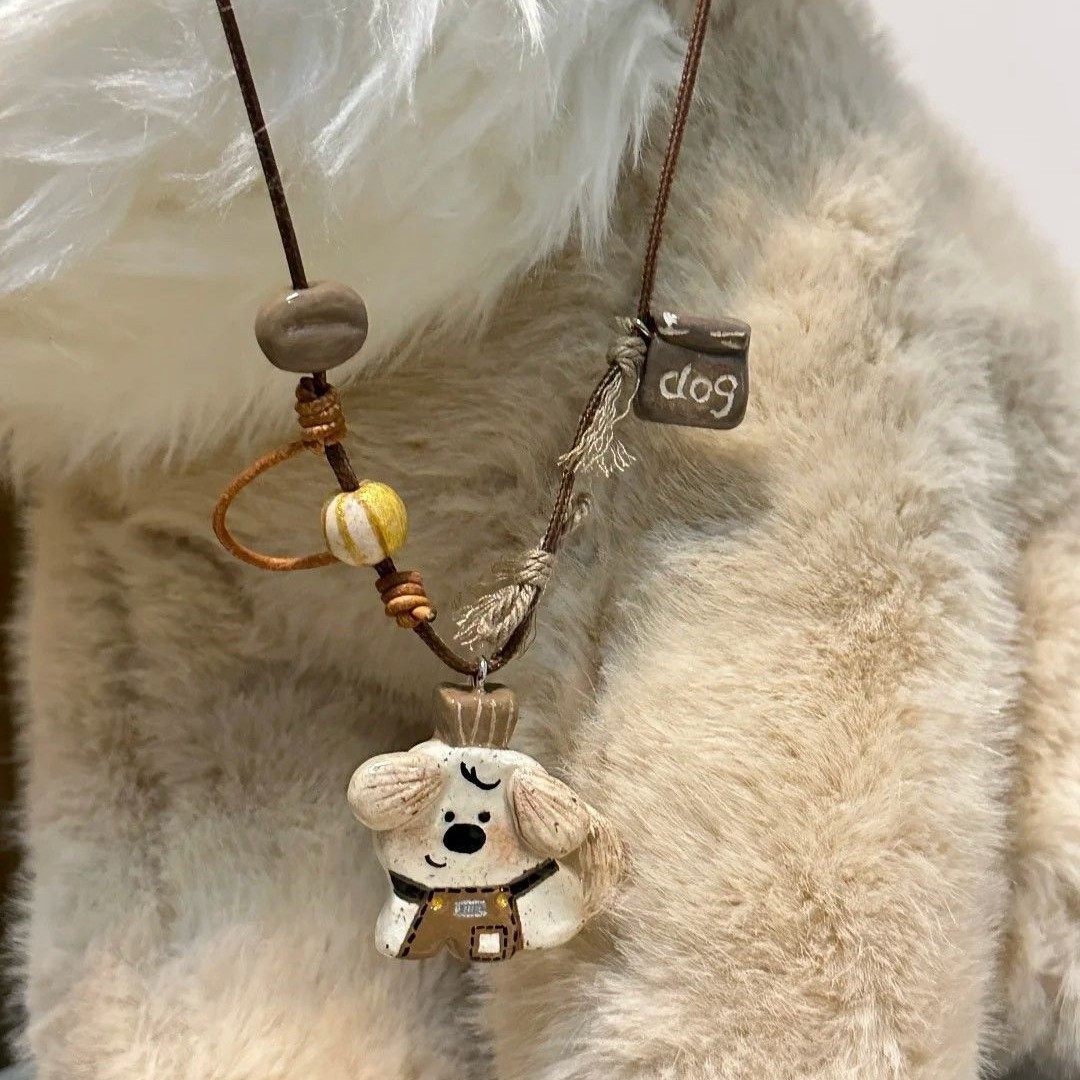 Puppy Barista Long Chain Rope Cute All-match Necklace Clavicle Chain Exquisite Temperament Accessories Pendant Necklace Chain