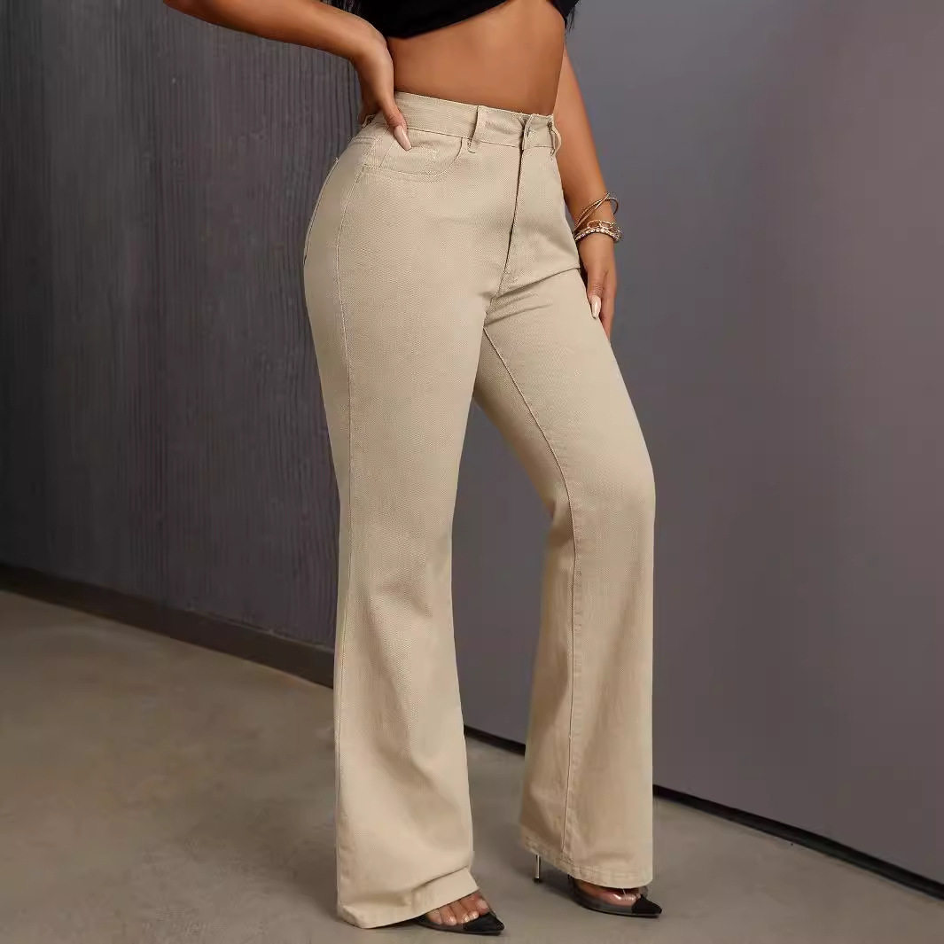 Flared Wide Leg Jeans High Waisted Floor Length Comfortable Fit Casual Wear for Women Wholesale Available