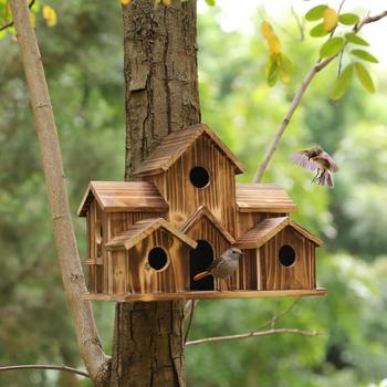 Cross-border Wooden Bird Nest Creative Pastoral Outdoor Parrot Bird Nest Villa-style Bird Feeder Ornaments