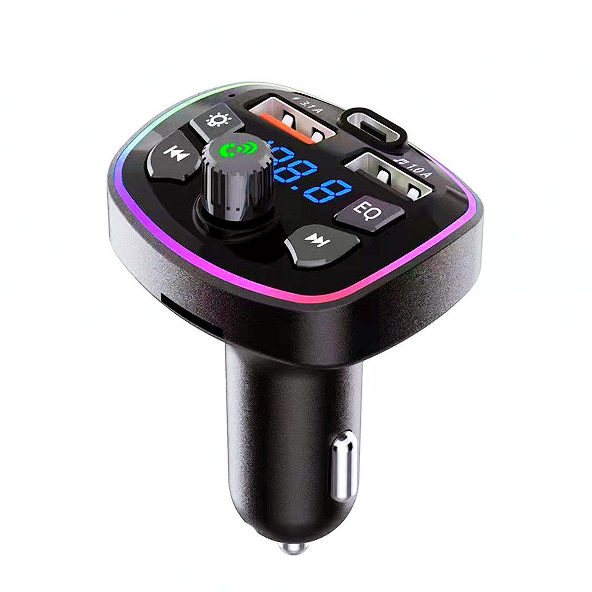 Q7 Colorful Atmosphere Light Car Mp3 Bluetooth Hands-Free 5.0 Dual Usbc Player Car Bluetooth Hands-Free Fm Transmitter
