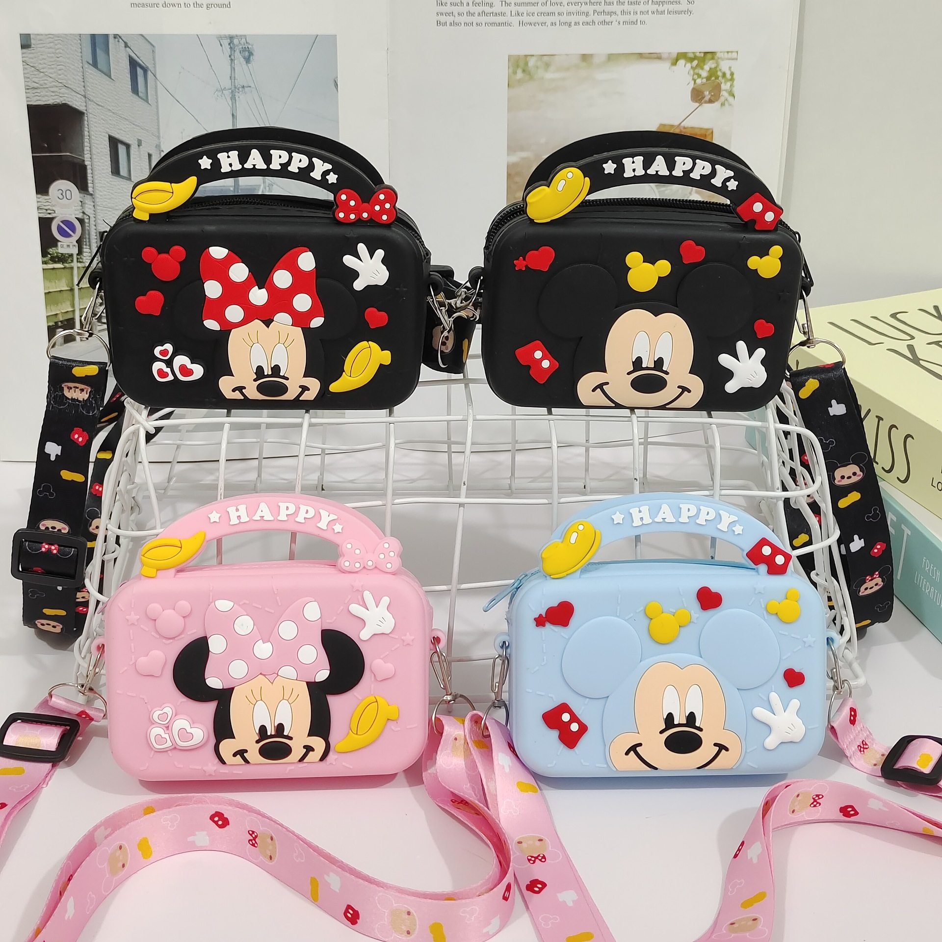 2025 New Mickey Coin Purse Style Student Cute Minnie Coin Purse Small Shoulder Bag Silicone Soft Crossbody Bag for Women