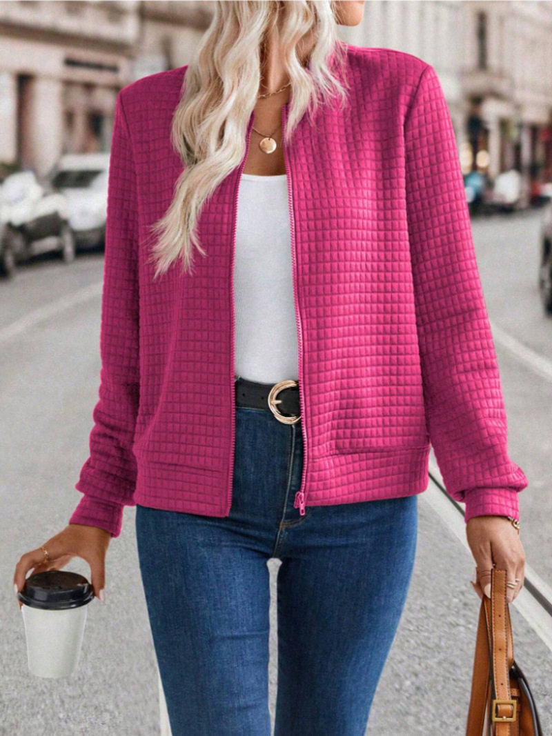 Autumn Long Sleeve Zipper Detail Cardigan Solid Color Lightweight Casual Style Wholesale Available