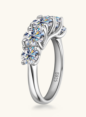 欧美轻奢ins风爆款莫桑石戒指女抖音直播级感925银指环饰品厂家