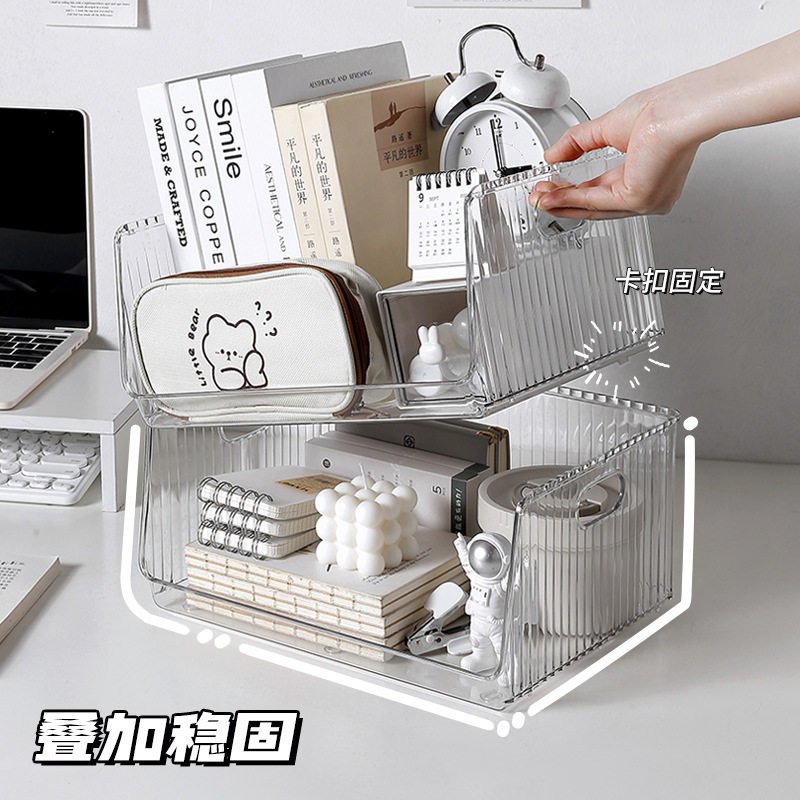 Transparent Desktop Cosmetic Storage Box Simple Student Stationery Box Cosmetic Storage Wholesale Organize Storage Box