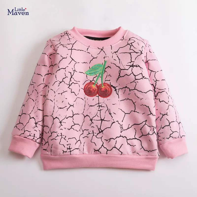 Girls' Autumn & Winter Fleece-Lined Top, Long-Sleeve Cotton Kids' Hoodie