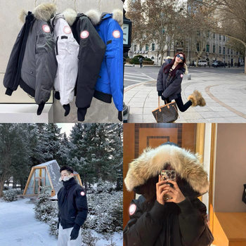 Big Goose 01 Short Bomber Jacket Winter Couple Men's and Women's down Jacket Coat Fur Collar Thickened Warm Fashion