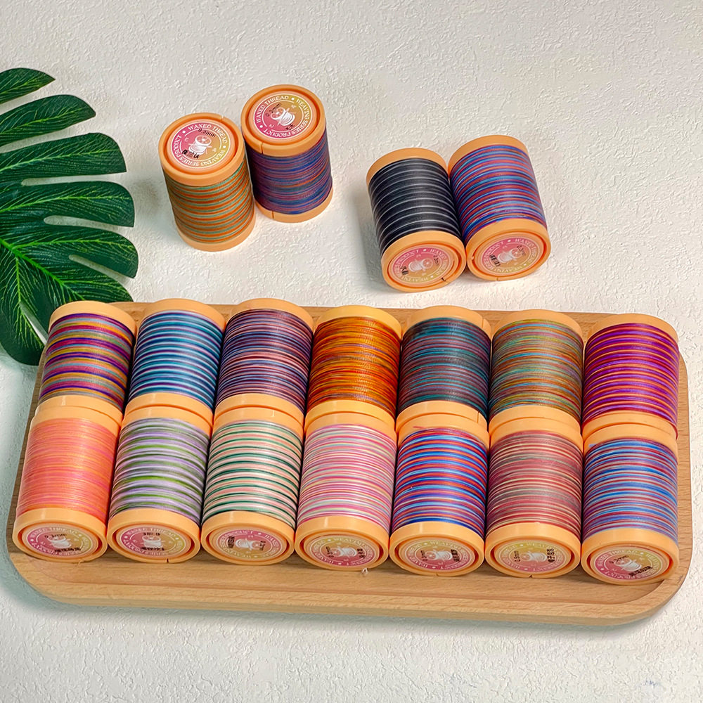 Factory Wholesale 0.5 Section Dyed Round Wax Thread Jewelry Thread Section Dyed Braided Thread South American Craft Round Wax Thread 75m Medium Roll