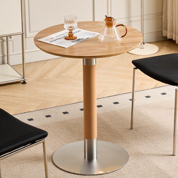 简约实木复古咖啡桌阳台小圆桌餐桌会客洽谈桌椅奶茶店糖水店方桌