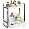 Ready-Made Wooden Storage Rack Double-Layer Bathroom Storage Rack with Drawer Wooden Counter Rack Bathroom Countertop Organization and Storage