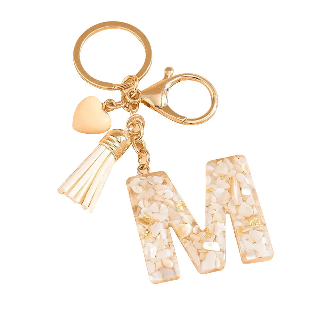 Yiwu accessories initials key chain women's bag pendant accessories lobster clasp hanging love tassel key chain cute