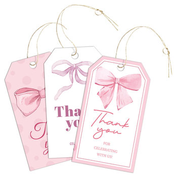 50 Sheets/Pack Cross-Border Ready Stock with 10m Hemp Rope Bow Color Printed Thank You Label Tag Gift Packaging Decoration