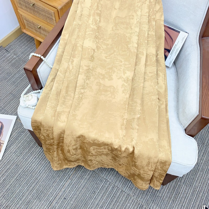 Chân váy dài lưng cao chất liệu sợi viscose dáng chữ A thanh lịch — Đen huyền, Trắng sữa, Vàng thông