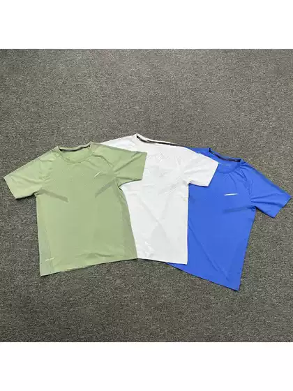 Ice Silk T-Shirt Summer Short-Sleeved Thin Quick-Drying Clothing Sports Running Fitness Men's Casual Round Neck T-Shirt Men's Summer