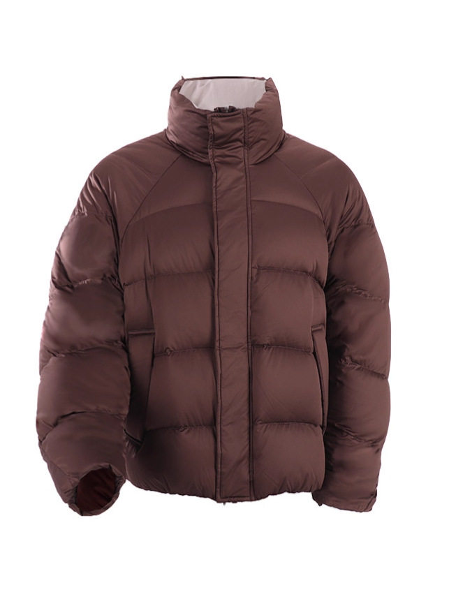 Cross-Border Factory New White Duck down Short down Jacket Men's Thickened Warm Stand Collar Zipper Pocket Solid Color Fashion