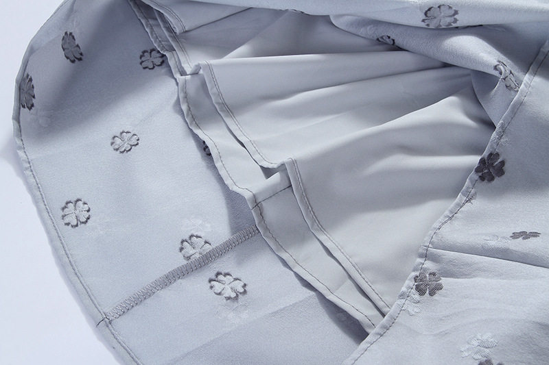 Đầm maxi nữ thắt eo tay bồng họa tiết hoa cổ tròn — Xám xanh chi tiết 14