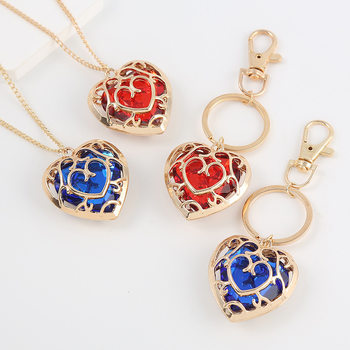 Aliexpress Amazon's New Legend of Zelda's Same Style Cut Out Heart Crystal Necklace Fashion Bag Keychain