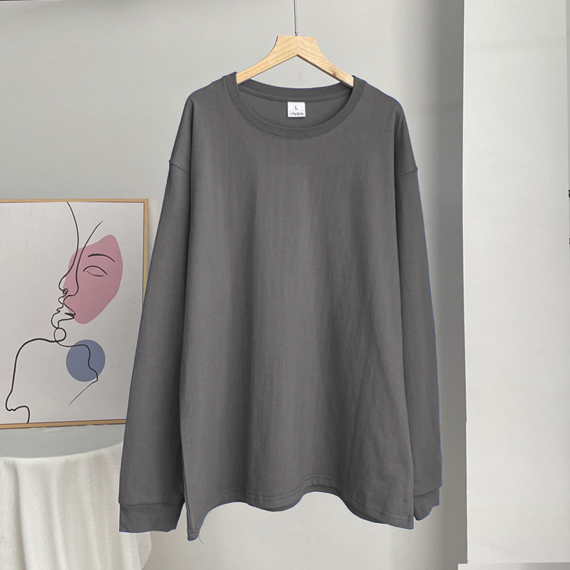 Womens Loose Fit Long Sleeve T Shirt 100 Cotton 220g Fabric Ribbed Cuffs Casual Wear Trendy Style Wholesale