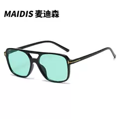 New Model 3885t Double-Bridge Square Sunglasses, Trendy Cross-Border Fashion Retro Ins Sunglasses