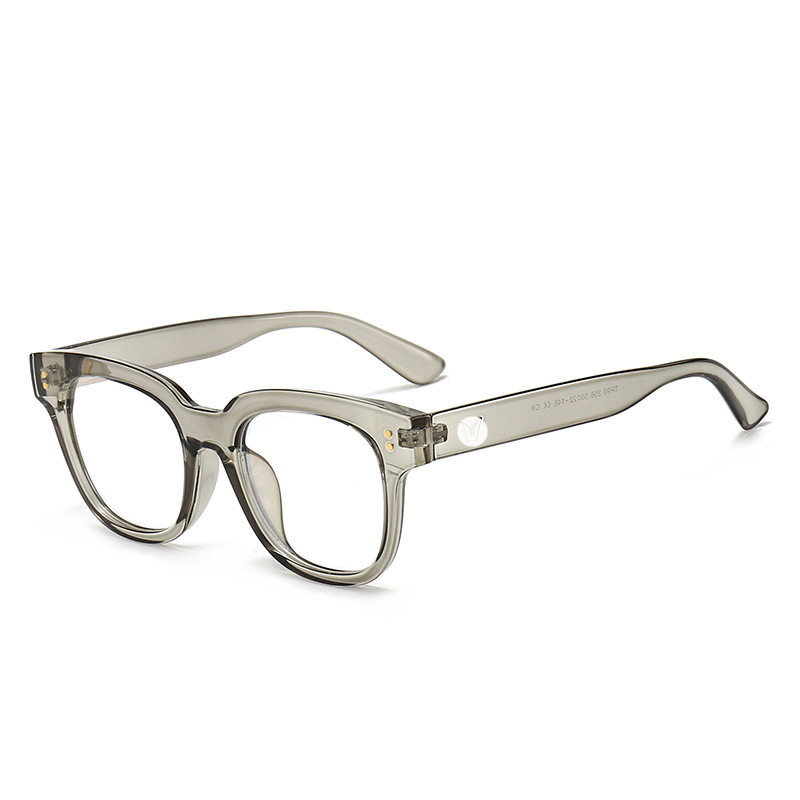 Thick Frame Black Glasses Frame Fashionable Anti-Blue Light Frame Tr90 Ultra-Light Can Be Equipped with Myopia Plain Elephant Gray