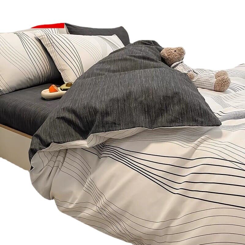 Nanjiren four-piece quilt cover bedding sheets washed cotton three-piece student dormitory