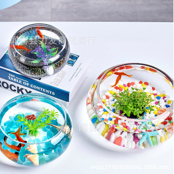 Factory Direct Sales Thickeneded Glass Fish Tank Turtle Tank Large Landscaping Micro Landscape Ornaments Aquatic Plant Tank Thickeneded Fish Tank