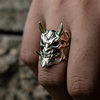 New Arrival European and American Alloy Mask Prajna Ring Skull Two-color Ring Finger Ring Manufacturers Wholesale