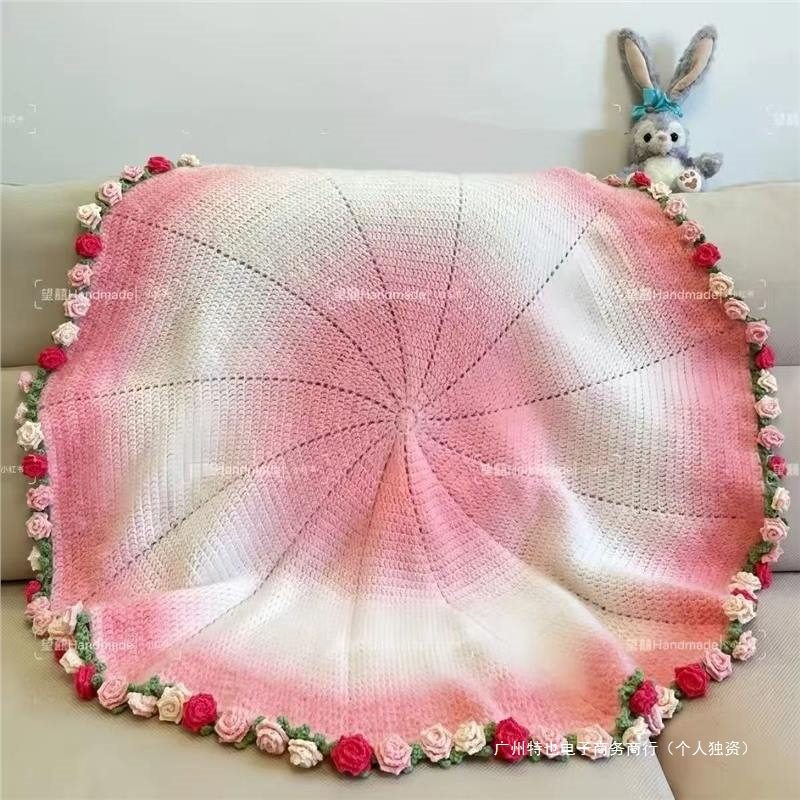 Hand-Knitted Rose Bouquet Blanket Material Package Wool Ball Crocheted Flower Wool Ball Crocheted for Friends