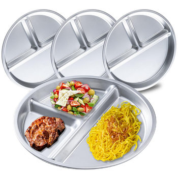 Amazon's New Silicone Dinner Plate Kidsren's Tableware Food Grade Fat-Reducing Plate Non-Slip Feeding 304 Stainless Steel Dinner Plate