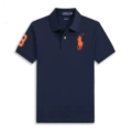 Polo shirt-navy blue large orange label