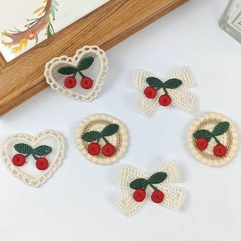 Cherry Bow Cotton Thread Embroider Lace Cloth Stickers DIY Jewelry Kidsren's Hairpins Kidsren's Clothing Leggings Clothing Accessories