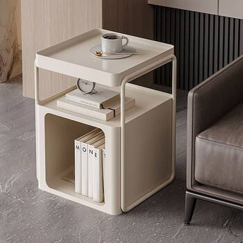 Simple Modern Movable Iron Bedside Table with Wheels Bedside Storage Rack Bedroom Bedside Cabinet Side Cabinet Small Side Table
