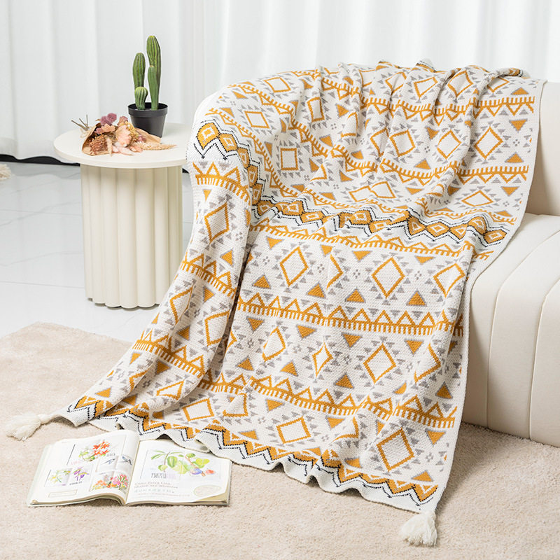 Bohemian European Sofa Blanket, High-End Blanket, Summer Nap Blanket, Air-Conditioning Blanket, Knitted Blanket, Category a