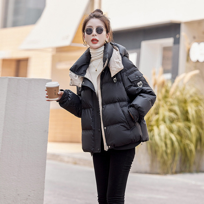 Áo Khoác Phao Nữ Cotton Dáng Ngắn Màu Trắng, Đen, Hồng