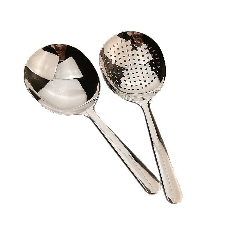 Stainless Steel Short-Handle Soup Spoon, Colander, Restaurant Serving Spoon, Household Rice Spoon, Noodle Spoon, Flour Spoon