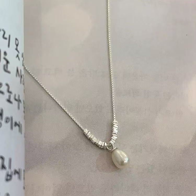 S925 Silver-Plated Natural Pearl Broken Silver Necklace 2025 New Hot Style Women's New Accessible Luxury Niche Clavicle Chain Accessories